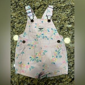 OshKosh B'gosh Light Pink Floral Shortall Overalls